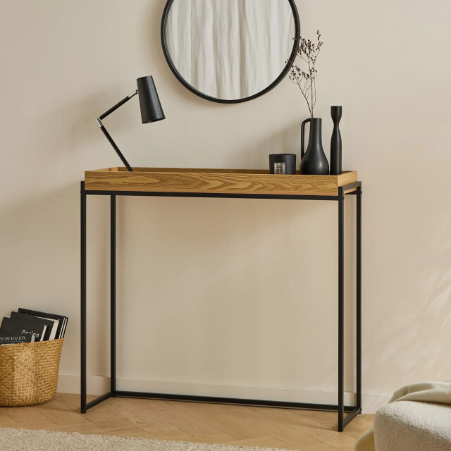 CaliCosy Console met opstaande rand en zwarte metalen poten l100 cm 3232527 large