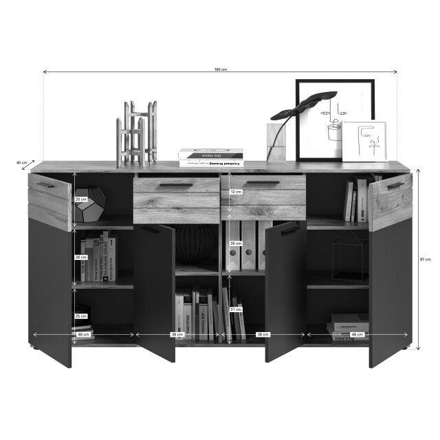 Furnilux Mason dressoir 4 deuren, 1 lade eik decor 3309072 large
