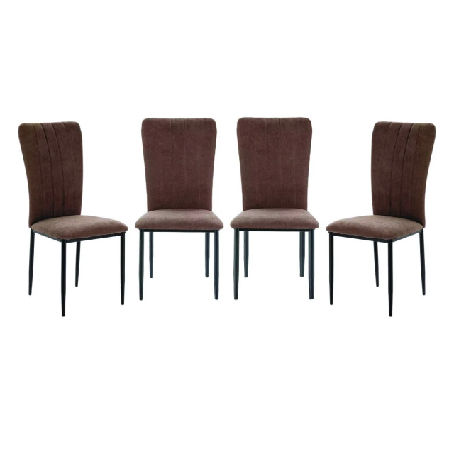 CaliCosy Set van 4 stoelen in stof met zwarte metalen poten l43 cm holly 3078802 large