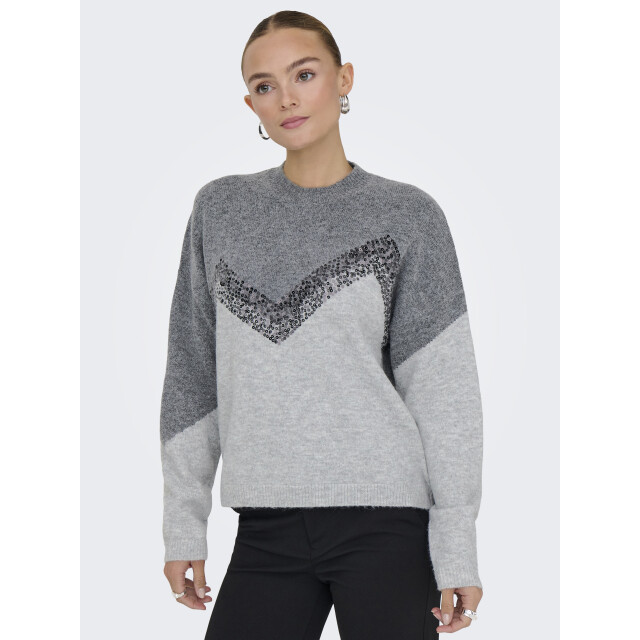 Jacqueline de Yong matilda life l/s hn sequin pull 15360123 dark grey melange 06712.970.0023 large