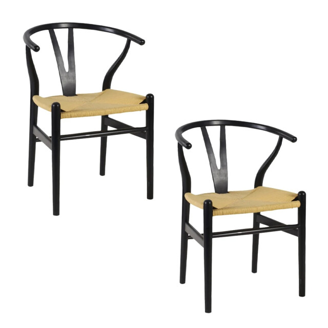 Signature Set van 2 stoelen oslo beuken zwart en riet 2929833 large