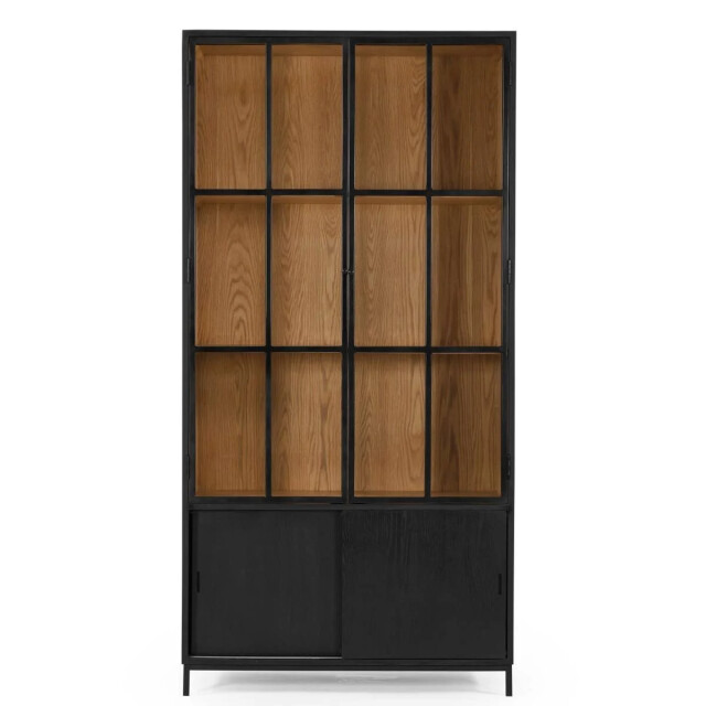 Signature Twee-deurs vitrine in massief zwart eiken yalta 3357680 large