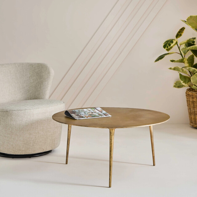 Signature Grote bijzettafel van aluminium met een afwerking in goudkleurig messing moon 3357684 large