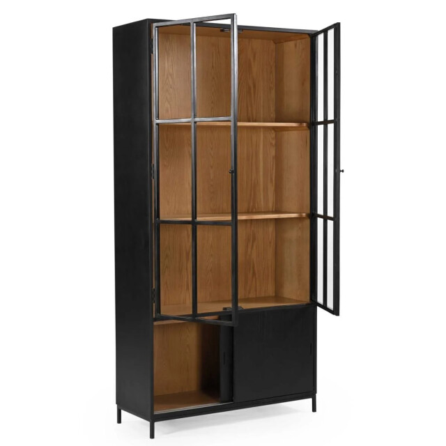 Signature Twee-deurs vitrine in massief zwart eiken yalta 3357680 large