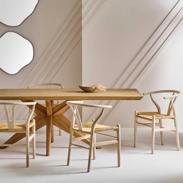 Signature Set van 2 eikenhouten stoelen met gebleekte afwerking en rieten zitting oslo 2929832 large