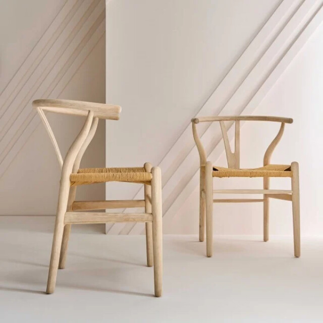 Signature Set van 2 eikenhouten stoelen met gebleekte afwerking en rieten zitting oslo 2929832 large