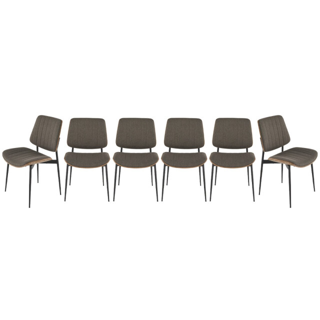 Signature Set van 6 stoelen in taupe gewatteerde stof h82,5 cm giselle 3066919 large