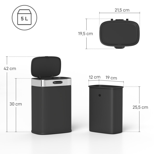 4goodz Afvalbakje aanrecht 5 liter neerzetten/ophangen - 3357699 large