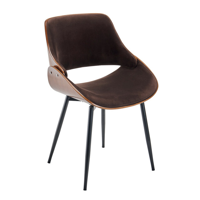 Signature Set van 4 stoelen met walnootafwerking en bruine fluwelen zitting mannix 2929606 large