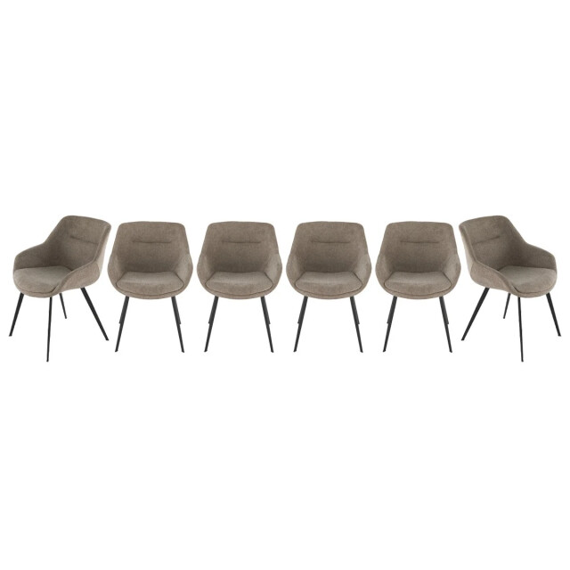 Signature Set van 6 bridge-fauteuils in taupekleurige stof l64 cm colombe 3061012 large