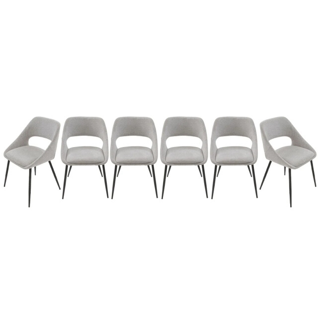 Signature Set van 6 stoelen in stof met metalen onderstel l51 cm elodie 2981043 large
