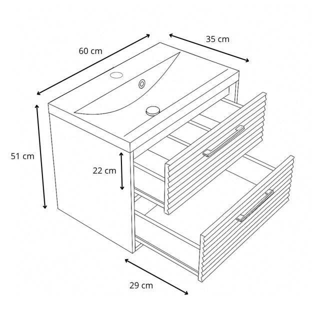 Badplaats Badkamermeubel set etna 60 cm - badmeubel met spiegelkast 3180964 large