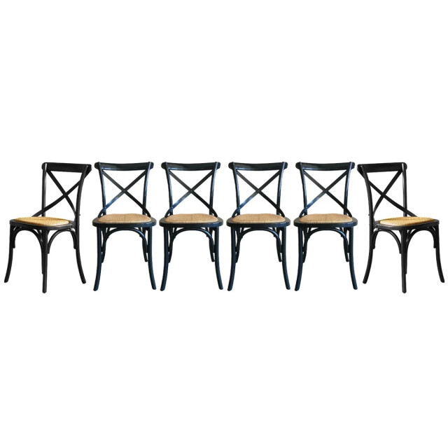 CaliCosy Set van 6 stoelen van massief hout en webbing l61 cm bistrot 3033551 large