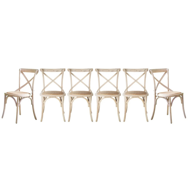 CaliCosy Set van 6 stoelen van massief hout en webbing l61 cm bistrot 3033552 large