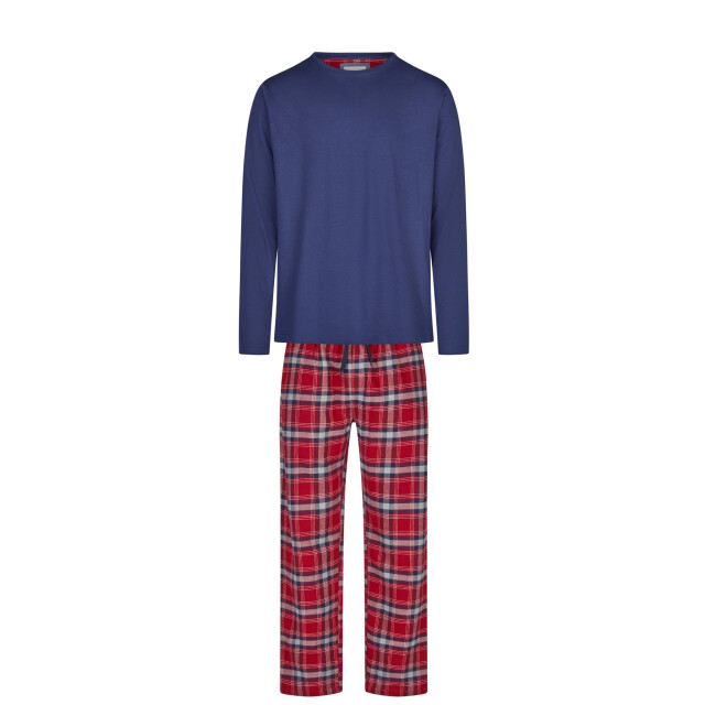 Phil & Co Lange heren pyjama set met flanellen pyjamabroek rood/blauw PH-6146-02 large Phil & Co Lange heren pyjama set met flanellen pyjamabroek rood/blauw PH-6146-02 large