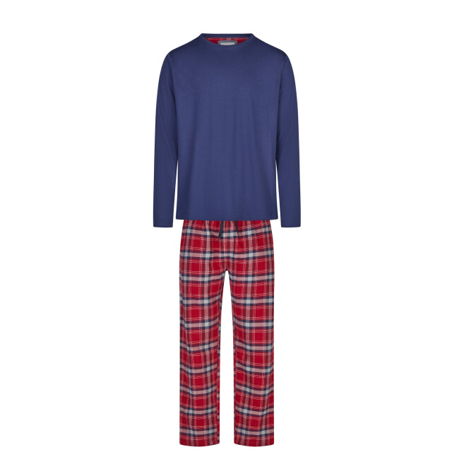 Phil & Co Lange heren pyjama set met flanellen pyjamabroek rood/blauw PH-6146-02 large Phil & Co Lange heren pyjama set met flanellen pyjamabroek rood/blauw PH-6146-02 large