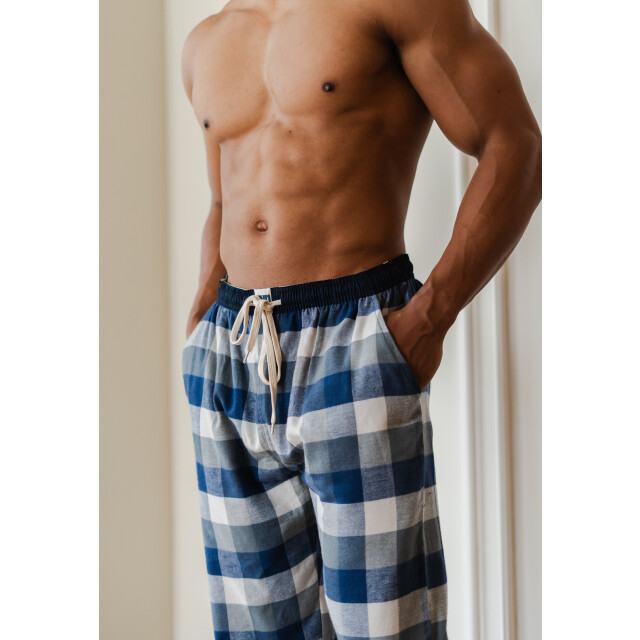 Phil & Co Heren pyjamabroek lang flanel geruit blauw PH-6168-02 large Phil & Co Heren pyjamabroek lang flanel geruit blauw PH-6168-02 large