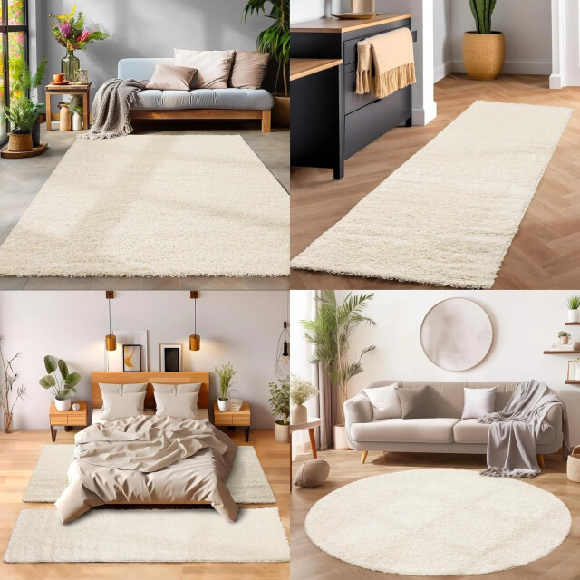 Muratap Basic shaggy vloerkleed creme hoogpolig- 80x150 cm 1128758 large