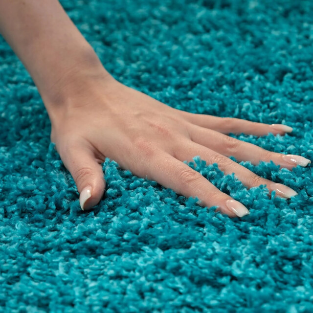 Muratap Basic shaggy vloerkleed turquoise hoogpolig- 120x170 cm 1128600 large