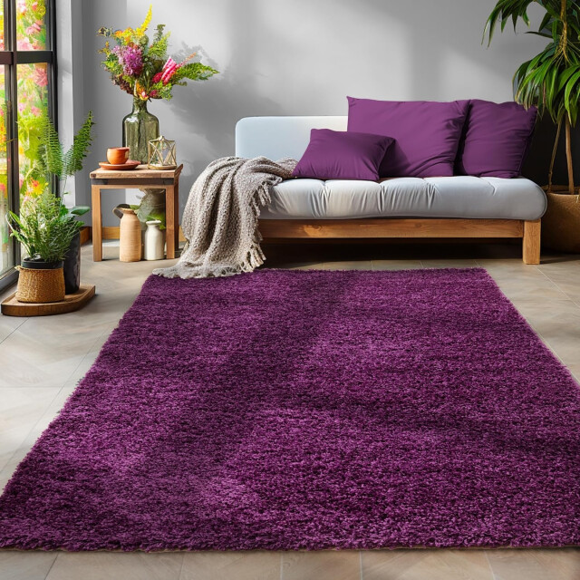 Muratap Basic shaggy vloerkleed paars hoogpolig- 300x400 cm 1128694 large