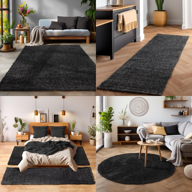 Muratap Basic shaggy vloerkleed antraciet hoogpolig- 60x110 cm 1128804 large