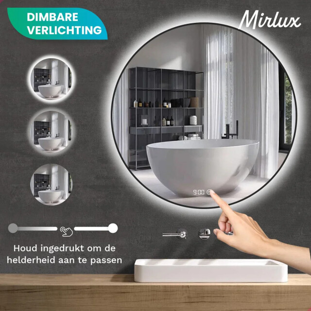 Mirlux Badkamerspiegel 60cm zwart frame 3274073 large