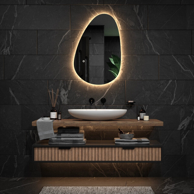 Mirlux Badkamerspiegel 90x60cm asymmetrisch frameloos 3263624 large