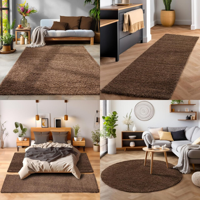 Muratap Basic rond shaggy vloerkleed hoogpolig- 200 cm rond 1128760 large