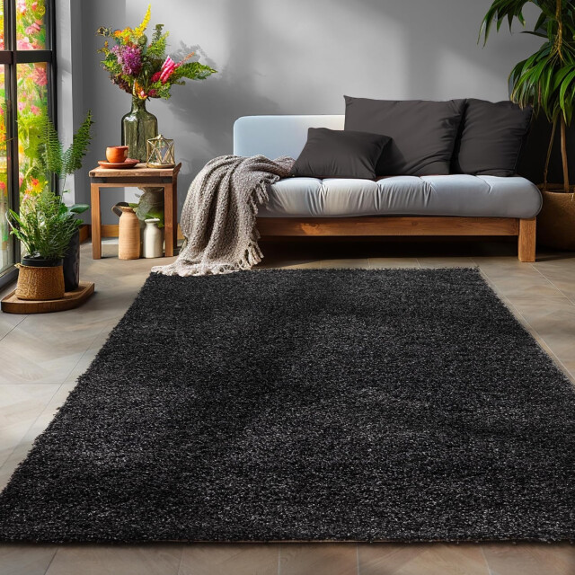 Muratap Basic shaggy vloerkleed antraciet hoogpolig- 80x150 cm 1128800 large