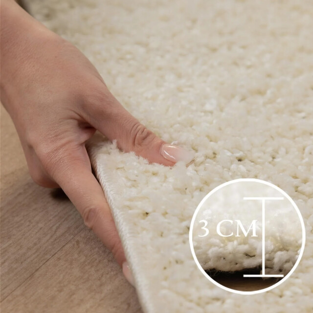 Muratap Basic rond shaggy vloerkleed creme hoogpolig- 160 cm rond 1128747 large