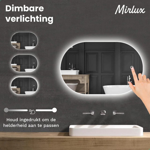 Mirlux Badkamerspiegel 90x60cm ovaal frameloos 3274075 large