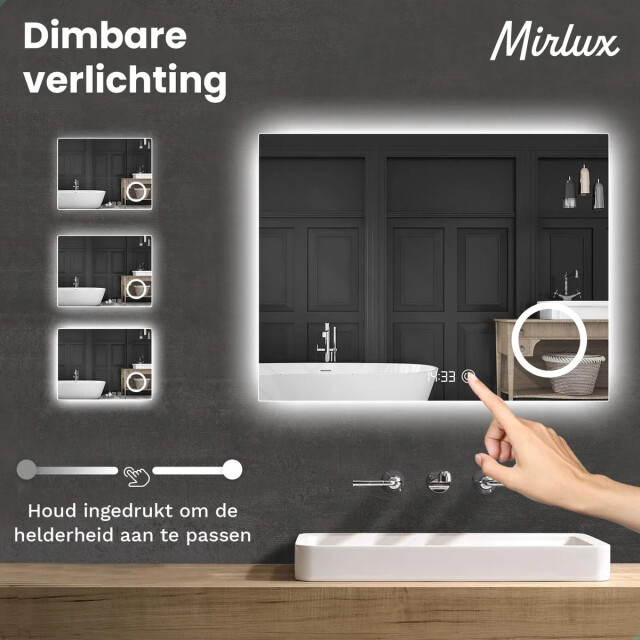 Mirlux Badkamerspiegel 80x60cm rechthoekig frameloos 3083731 large