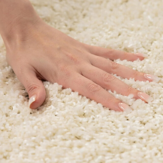 Muratap Basic rond shaggy vloerkleed creme hoogpolig- 160 cm rond 1128747 large