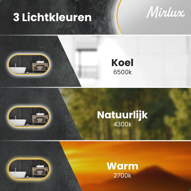 Mirlux Badkamerspiegel 90x50cm ovaal goud frame 3250215 large