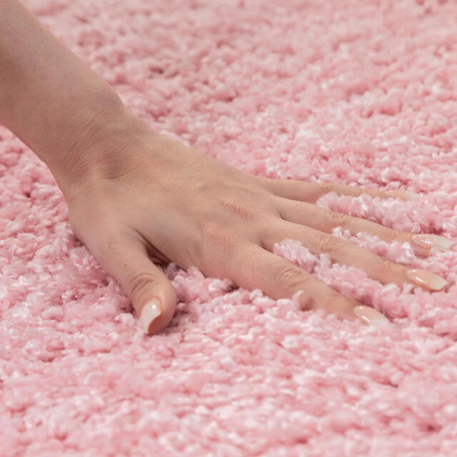 Muratap Basic shaggy vloerkleed roze hoogpolig- 140x200 cm 1128655 large