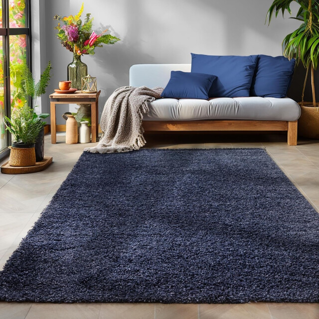 Muratap Basic shaggy vloerkleed donker blauw hoogpolig- 160x230 cm 1128668 large