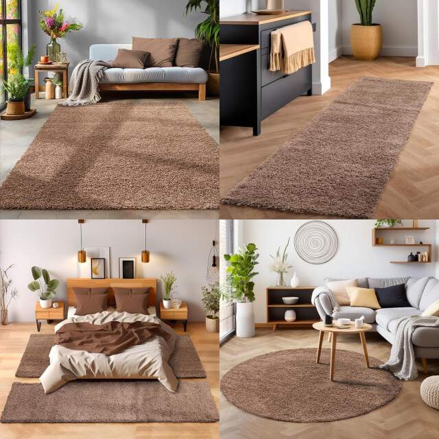 Muratap Basic shaggy vloerkleed caramel hoogpolig- 60x110 cm 1128689 large