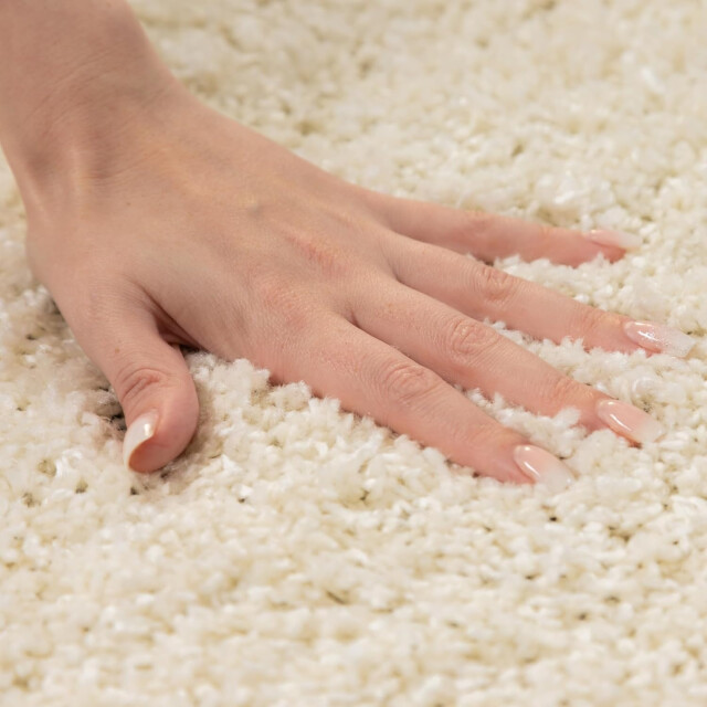 Muratap Basic rond shaggy vloerkleed creme hoogpolig- 200 cm rond 1128746 large