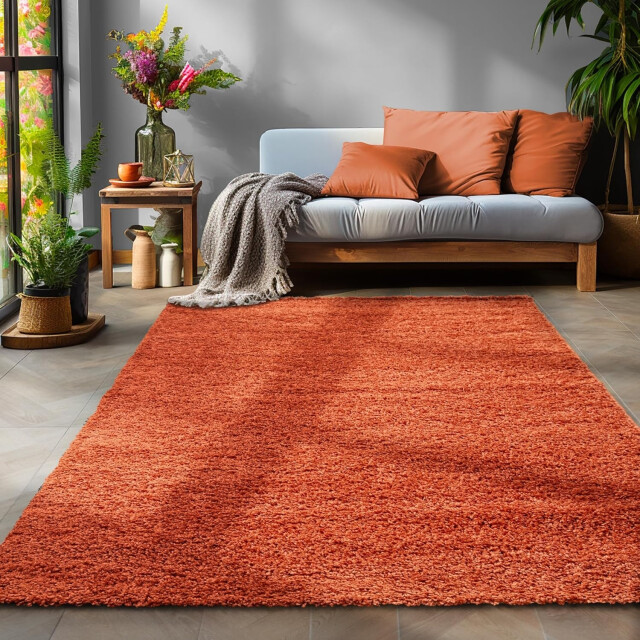 Muratap Basic shaggy vloerkleed terra / oranje hoogpolig- 300x400 cm 1128609 large