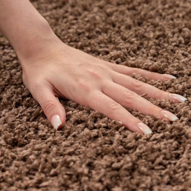 Muratap Basic rond shaggy vloerkleed caramel hoogpolig- 200 cm rond 1128675 large