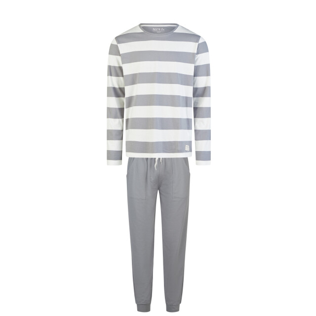 Phil & Co Heren pyjama set lang grijs gestreept PH-6116-02 large Phil & Co Heren pyjama set lang grijs gestreept PH-6116-02 large
