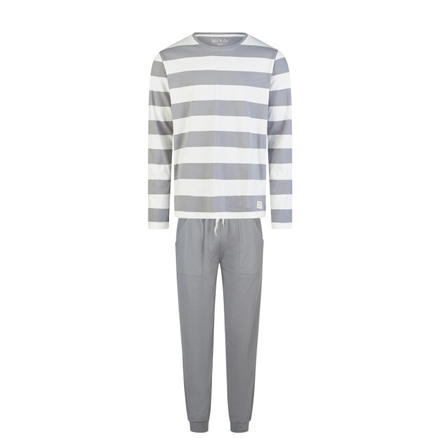 Phil & Co Heren pyjama set lang grijs gestreept PH-6116-02 large Phil & Co Heren pyjama set lang grijs gestreept PH-6116-02 large