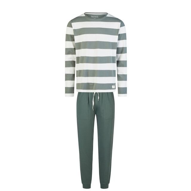 Phil & Co Heren pyjama set lang groen gestreept PH-6115-02 large Phil & Co Heren pyjama set lang groen gestreept PH-6115-02 large