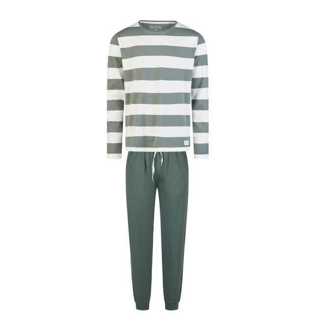 Phil & Co Heren pyjama set lang groen gestreept PH-6115-02 large Phil & Co Heren pyjama set lang groen gestreept PH-6115-02 large