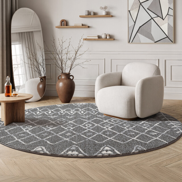 Muratap Rond boho vintage | laagpolig vloerkleed | modern tapijt | woonkamer, slaapkamer 3360880 large