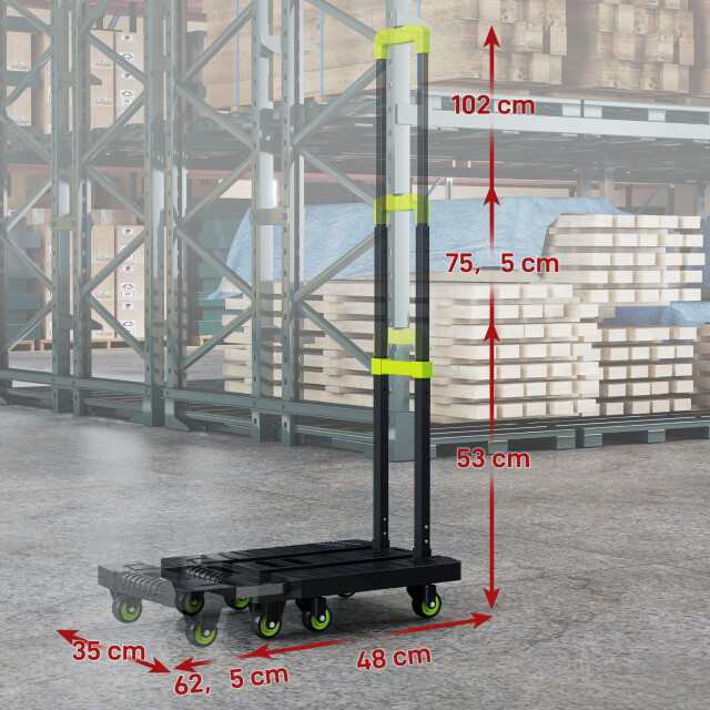 4goodz Opvouwbare plateauwagen kunststof 49x35x102cm groen 3362722 large