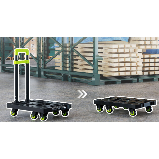 4goodz Opvouwbare plateauwagen kunststof 49x35x102cm groen 3362722 large