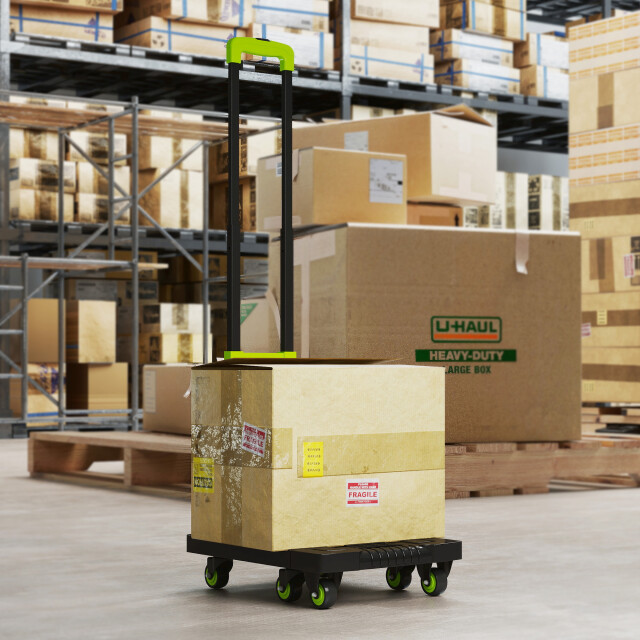 4goodz Opvouwbare plateauwagen kunststof 49x35x102cm groen 3362722 large