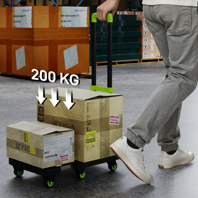 4goodz Opvouwbare plateauwagen kunststof 49x35x102cm groen 3362722 large