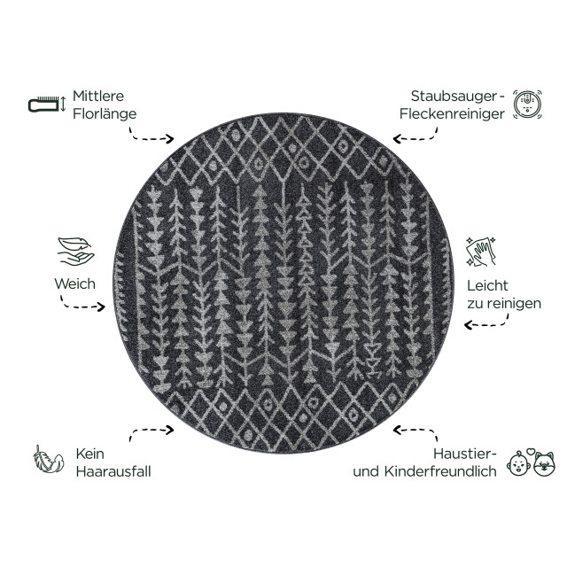 Muratap Rond boho vintage kelim | laagpolig vloerkleed | modern tapijt | woonkamer, 3360587 large